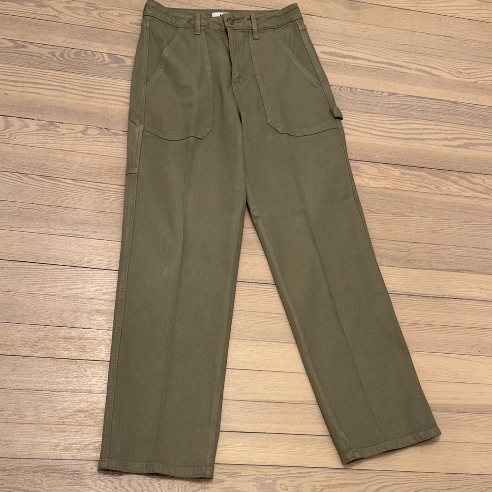JBD JUST BLACK DENIM Women’s Olive Green Rue Carpenter High Waist Jeans Size 28